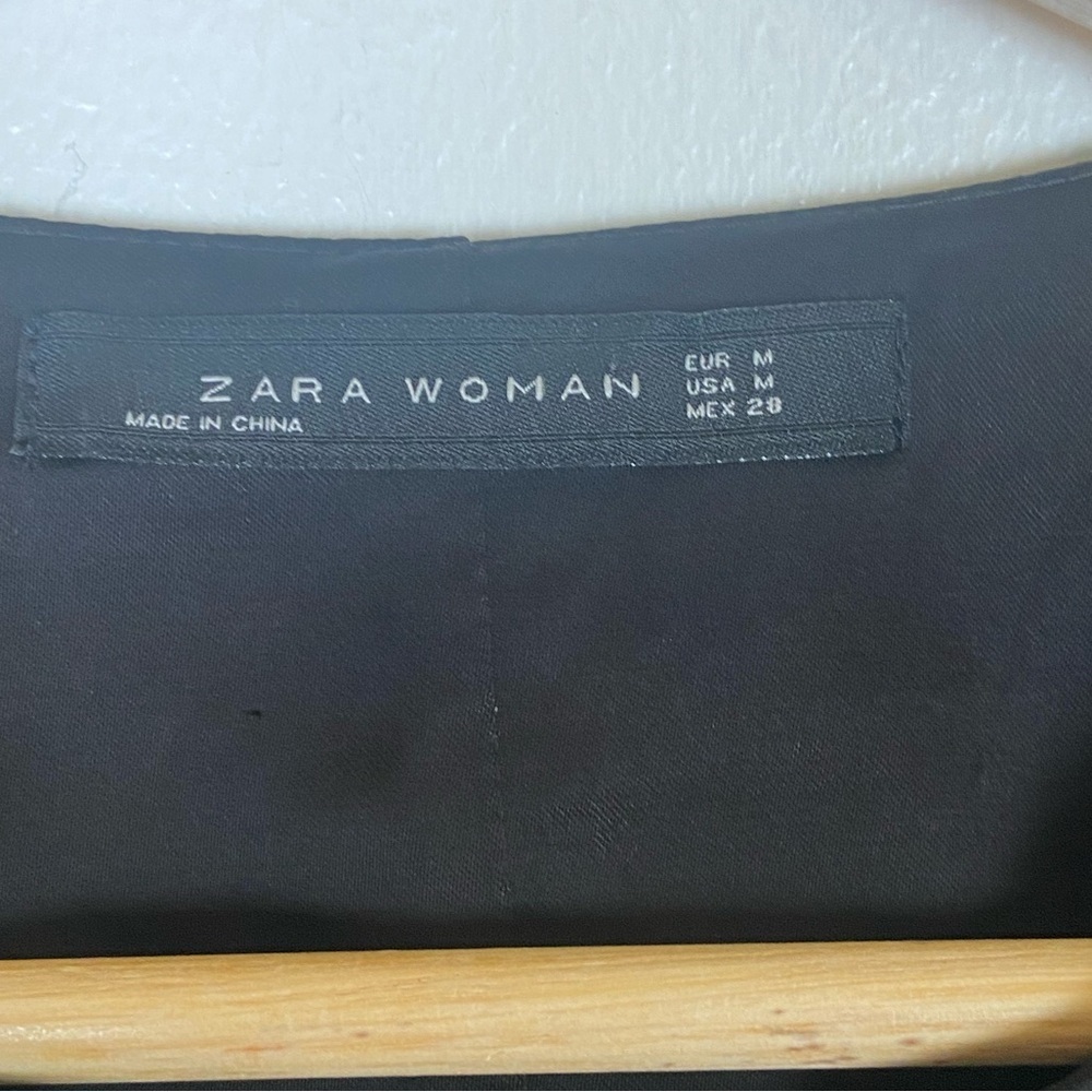 Zara Satin Studded Midi Dress Size M Oversized Black‎ Sleeveless Split Sides - Picture 10 of 10